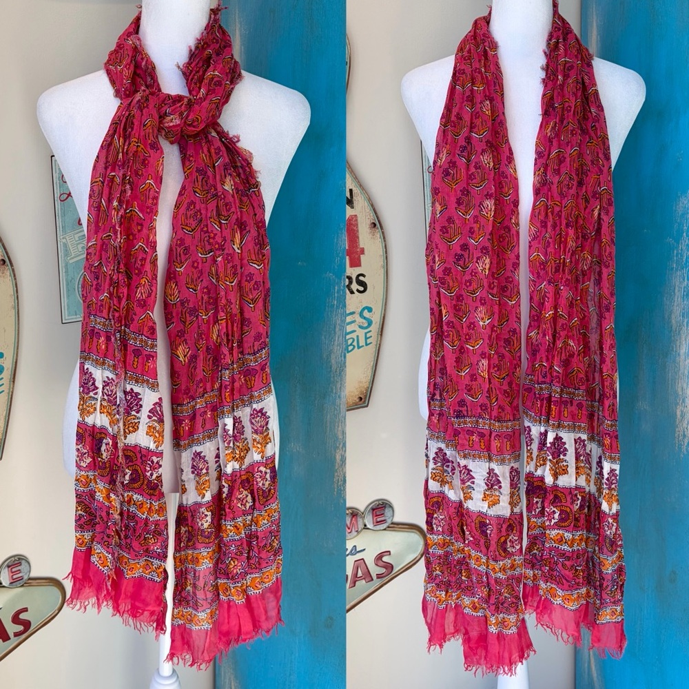 J. Crew Pink Calypso Print Lightweight Scarf